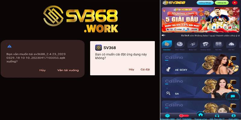 Thao tác tải ứng dụng SV368 cho thiết bị Android